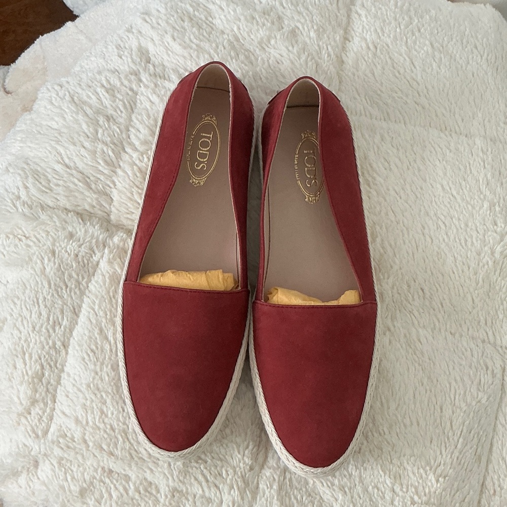 Tod's Women's Burgundy Suede Loafers